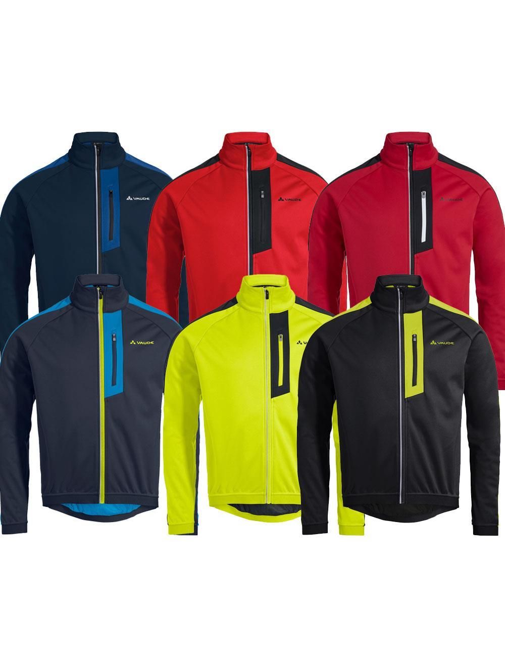 Men's Posta Softshell Cycling Jacket - Black/Chute,Black/Yellow,Bright Red,Navy and Sizes S,M,L,XL,XXL
