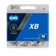KMC: X8 Silver/Grey Chain 114L -  Silver