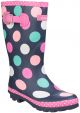 Cotswold: Multicoloured Dotty Jnr Pull On Wellington Boot